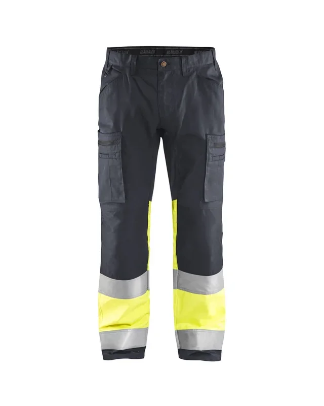 Pantalon artisan haute-visibilité +stretch Blåkläder 1551 Gris moyen/Jaune fluo Blaklader – 155118119633C