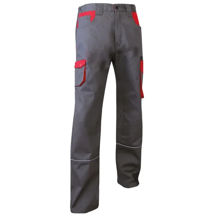 Pantalon bicolore biais rétro LIN GRIS ROUGE – LMA LEBEURRE – 110821