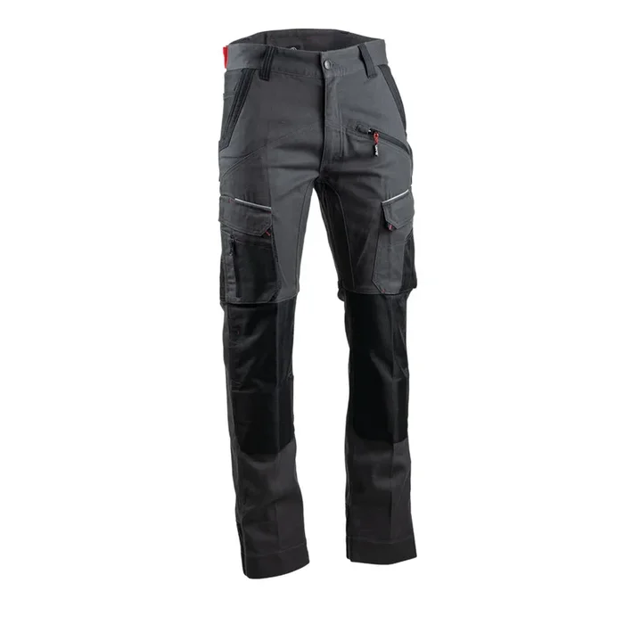 Pantalon multipoches stretch + poches genoux COSMOS GRIS NOIR – LMA LEBEURRE – 1806