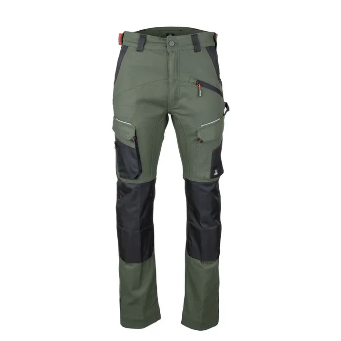 Pantalon multipoches stretch + poches genoux MEMORY KAKI NOIR – LMA LEBEURRE – 1861