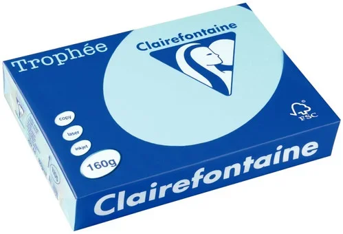 Paquet 250 feuilles papier 160g A3 bleu alizé TROPHEE CLAIREFONTAINE