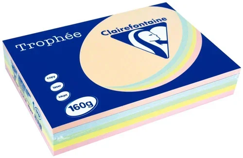 Paquet 250 feuilles papier 160g A4 assortis pastel TROPHEE CLAIREFONTAINE