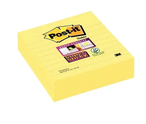 Paquet 3 blocs notes SuperSticky jaune lignées 70 feuilles 10,1×10,1cm