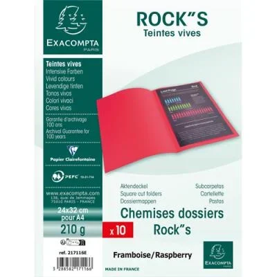 Paquet de 10 chemises Exacompta Rock’s en carte 210 grammes coloris rouge cardinal