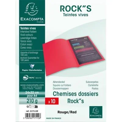 Paquet de 10 chemises Exacompta Rock’s en carte 210 grammes coloris rouge