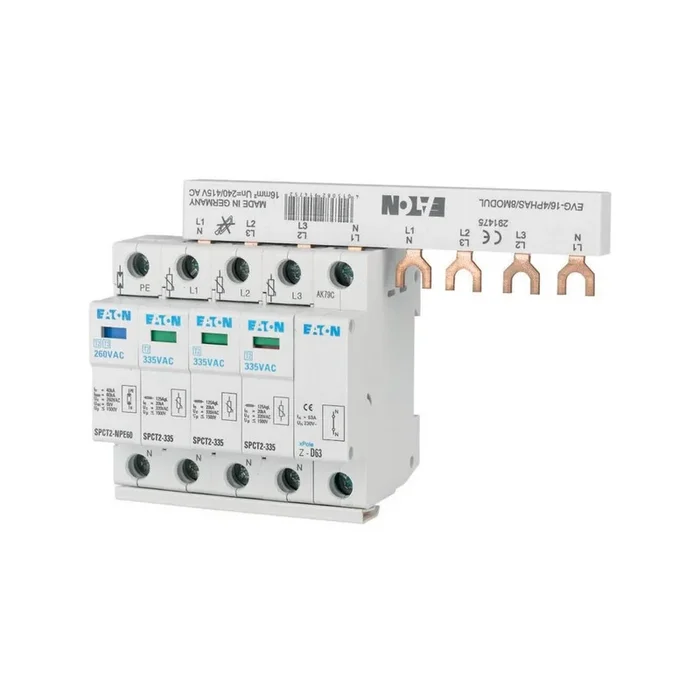 Parafoudre Eaton, 40kA, 2.2kV, Trois phases, montage Rail DIN xPole – SPCT2