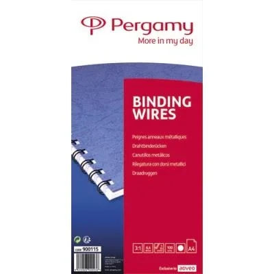 Peignes anneaux métalliques Pergamy – 6,4 mm – boîte de 100 – blanc