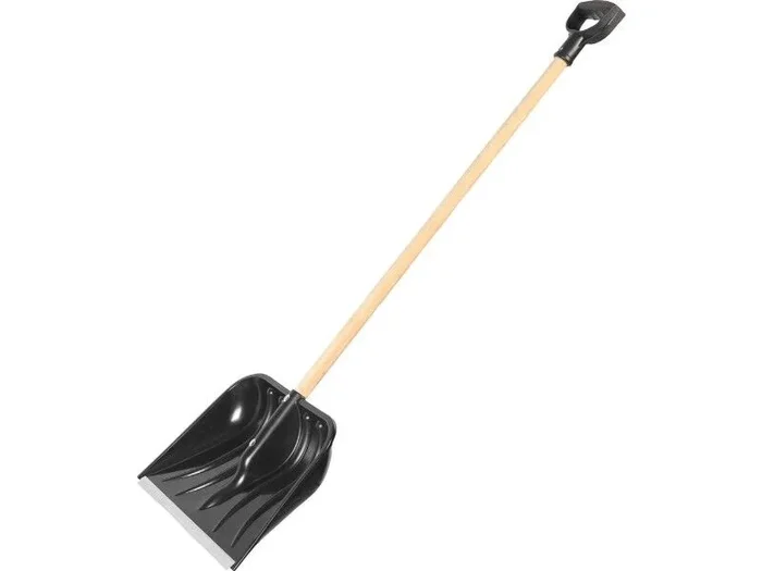 Pelle a neige pvc noir 43cm avec languette aluminium + manche bois 100cm – 17700