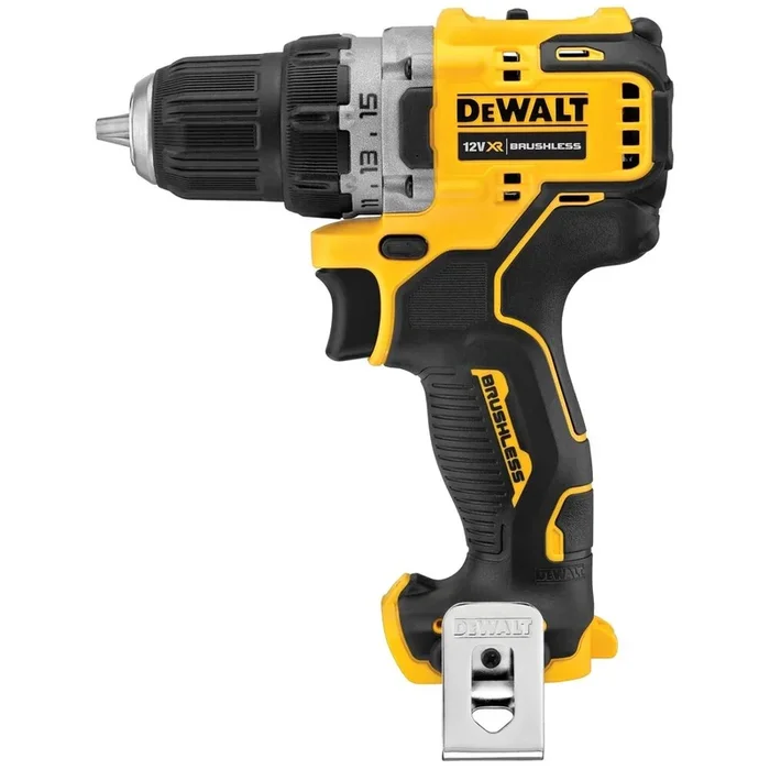 Perceuse-visseuse XR 12 V Brushless – sans batterie ni chargeur, clip ceinture – DCD701N-XJ – DEWALT