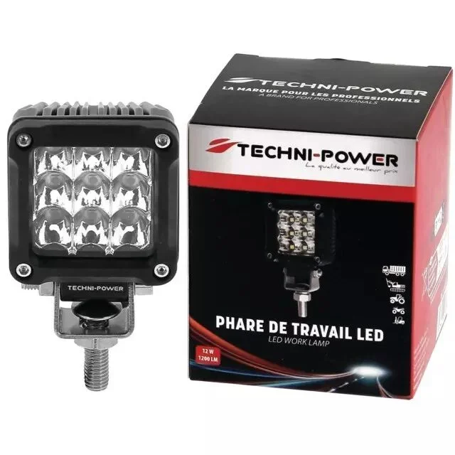 Phare led carre mini 12/24v 12w 1200lm