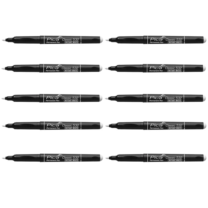 Pica 532/52 Stylo permanent classique – rond – blanc – 1-2mm (10pcs)