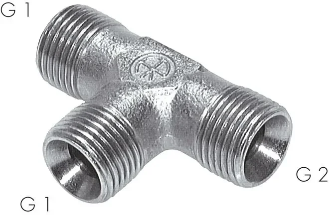Pièce en T, cône 60° G 1« -G 1 »-G 1 » (M), acier galvanisé