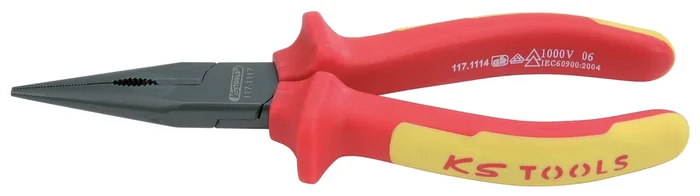 Pince à bec demi-rond droit isolée à poignée bi-composant, L.150 mm KS TOOLS – 117.1117