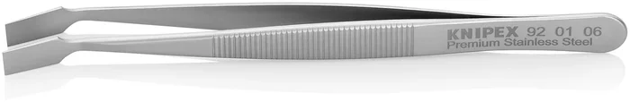 Pince brucelle inox 120mm lisse rectangulaire coudée KNIPEX – 920106