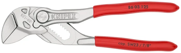 Pince cle 125mm chrome gaine pvc – Sur carte – KNIPEX – 86 03 125 SB