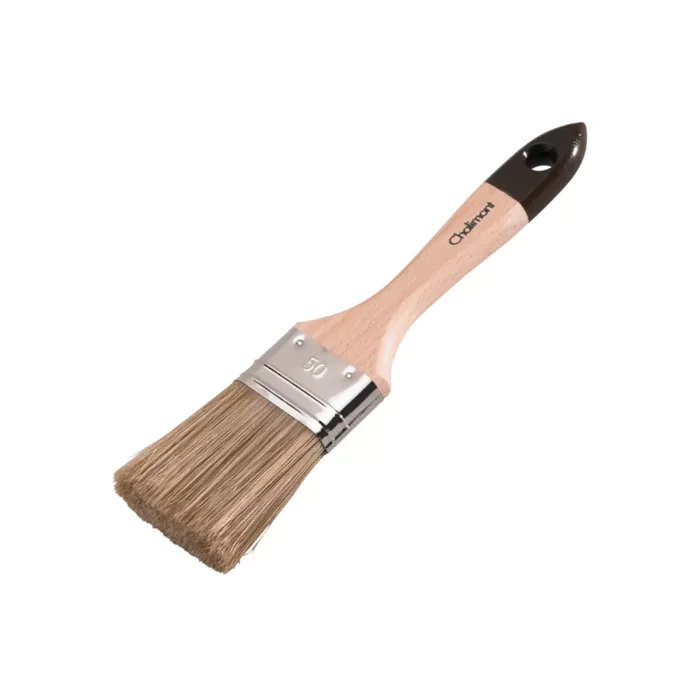 Pinceau brosse plate epaisse pour traitement du bois Virole acier nickele Manche verni