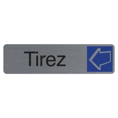 Plaque signalétique adhésive Exacompta Tirez – Rectangle Gris / Bleu