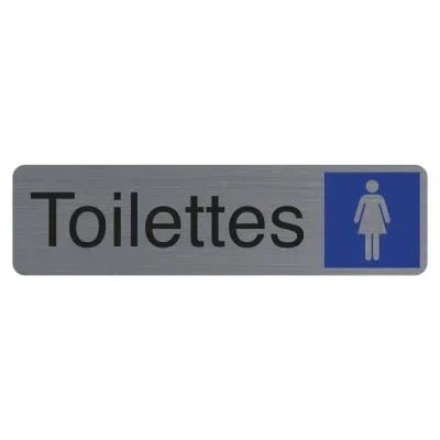 Plaque signalétique adhésive Exacompta Toilettes Dame – Rectangle Gris / Bleu