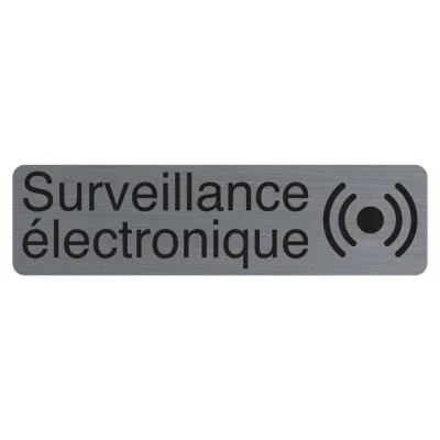 Plaque signalétique adhésive Surveillance Exacompta électronique – Rectangle Gris / Noir