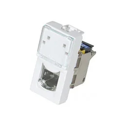 Plastron mosaic 22,5X45 1 port RJ45 cat 6A stp