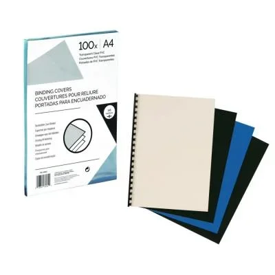 Plats de couverture PVC Pergamy – A4 – 250 microns – transparents – boîte de 100