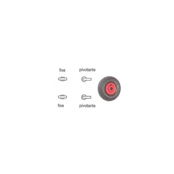 Plus value : Roues pneumatiques – 2 fixes et 2 pivotantes