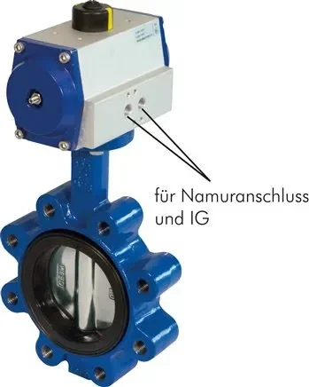 Pneum. Clapet à bride DN200-PN10 (DIN/EN) GGG40/GGG40 revêtement époxy/NBR