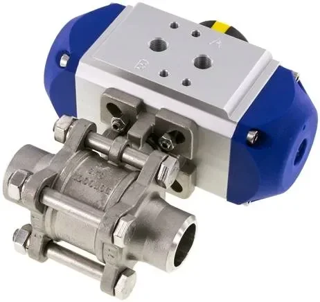Pneumat. Vanne à bille en acier inoxydable, 26,9mm, fermeture par ressort