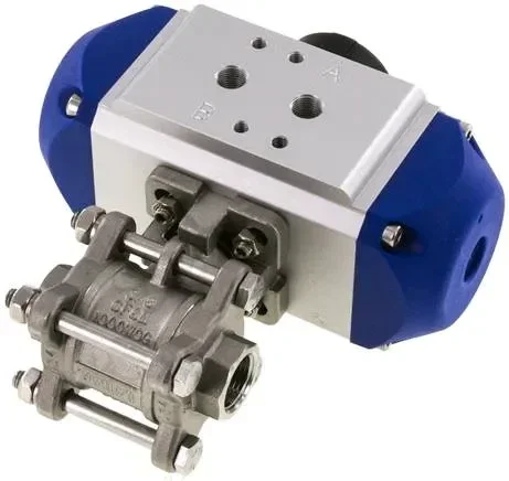 Pneumat. Vanne à bille en acier inoxydable, G 3/8&Prime;, ouverture par ressort