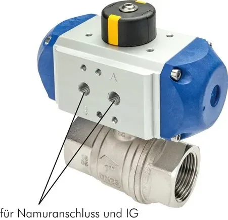 Pneumat. Vanne à bille en laiton, Rp 1/4″, fermeture par ressort, joint FKM