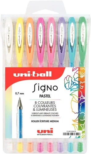 Pochette de 8 stylos gel Signo pastels