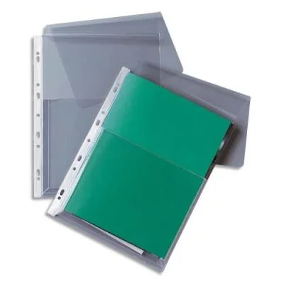 Pochettes-plan perforées 1er prix – PVC 20/100e – soufflet 2.5 cm – A4 – sachet de 10