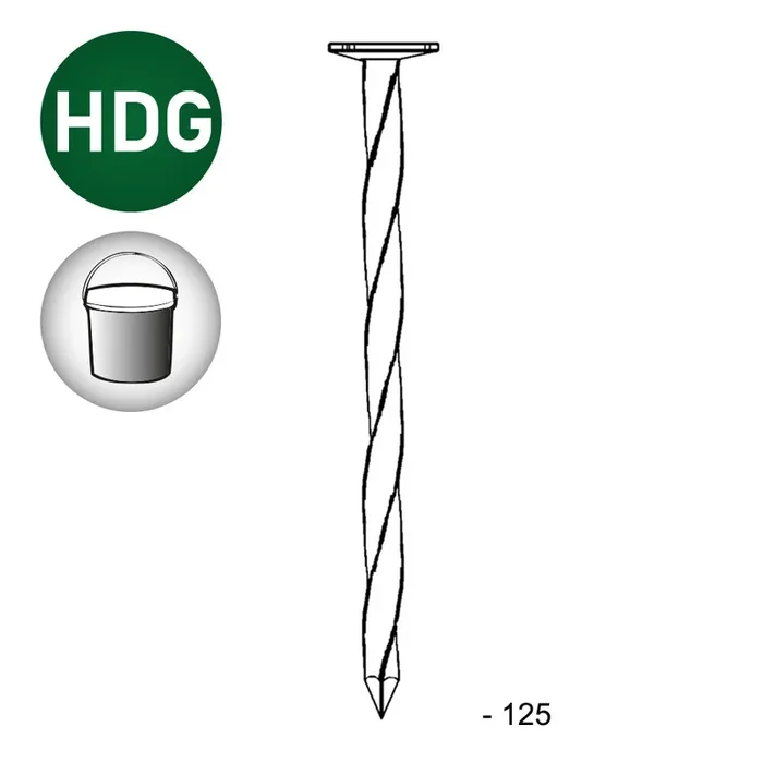 Pointe tête plate carré-torsadée HDG 5,0X125 EN SEAU DE 5 KG – ASLAFIX – TP501257S