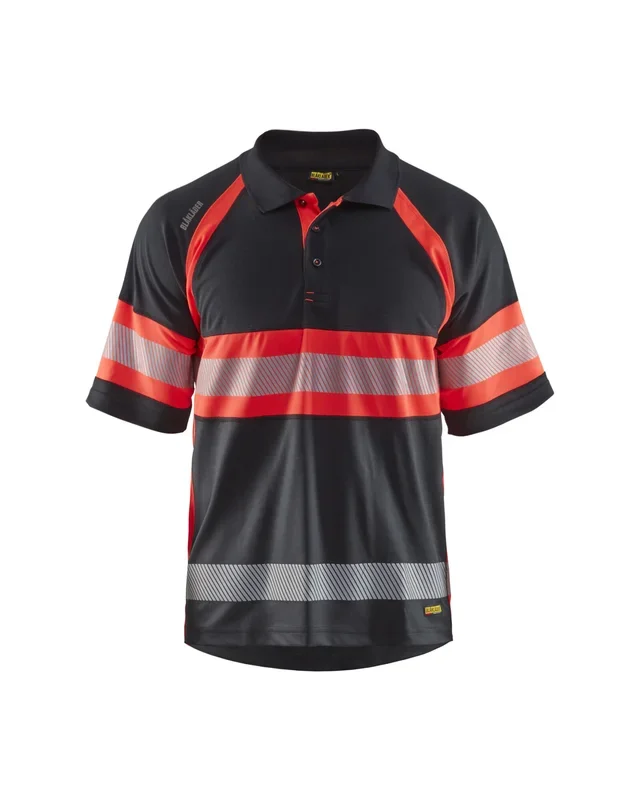 Polo haute-visibilité anti-UV Blåkläder 3338 Noir/Rouge fluo Blaklader – 333810519955