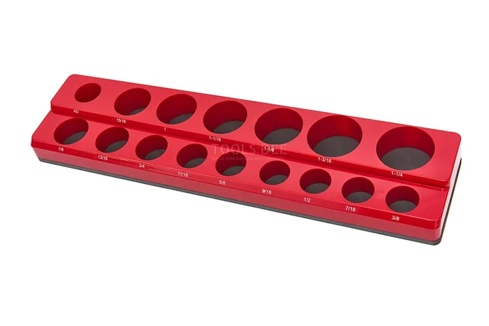 Porte-accessoires magnétique hbm pour 16 pièces tailles anglaises 3/8 pouces, rouge