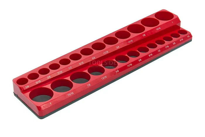 Porte-accessoires magnétique hbm pour 26 pièces tailles anglaises 1/2 pouce, rouge