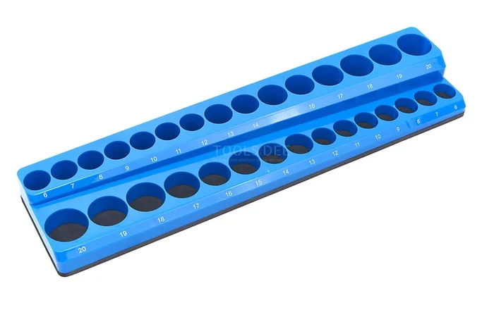 porte-accessoires magnétique hbm pour 30 pièces 3/8 pouces métrique, bleu