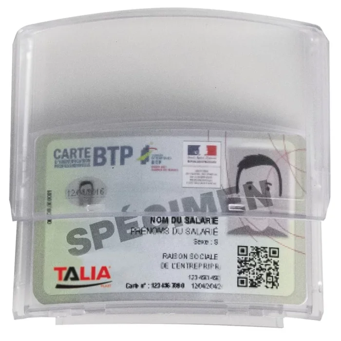 Porte badge adhesif pour casque de chantier Taliaplast
