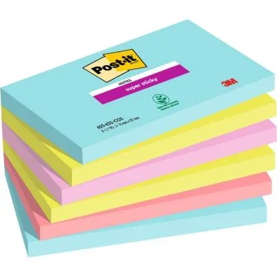 Post-It Super Sticky collection Miami – 76 x 127 mm de 90 feuilles – lot de 6