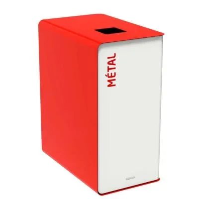 Poubelle de tri sélectif Rossignol Cubatri – pour métal en acier 65l – rouge