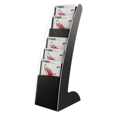 Présentoir Courbo Slim PAPERFLOW – 6 cases épaisseur 2 cm -en polystyrène – L27 x H86,3 x P35 cm – noir