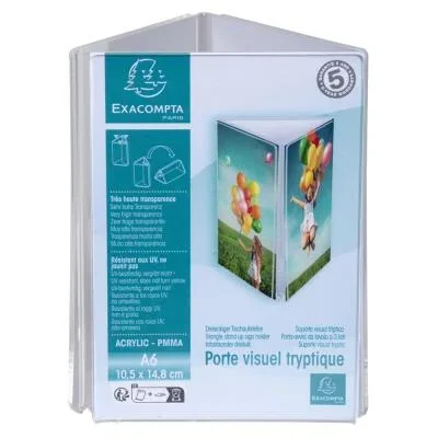 Présentoir de documents tryptique A6 Exacompta Cristal – Transparent