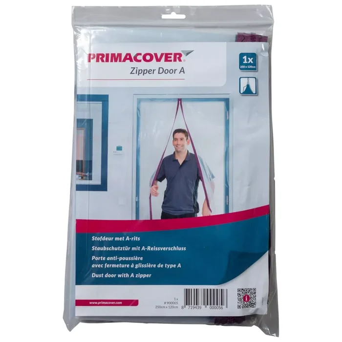 Primacover Porte en tissu avec fermeture éclair – 220 cm x 120 cm