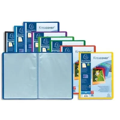 Protège document personnalisable Exacompta Kreacover – 60 pochettes/120 vues – polypro – coloris assortis