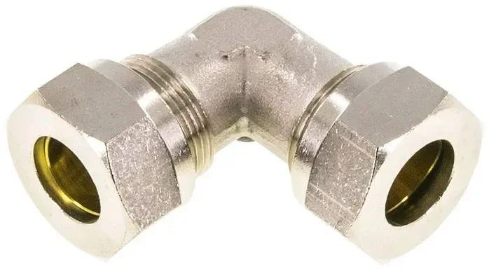 Raccord à bague coupante coudée 18 L (M26x1,5), laiton nickelé