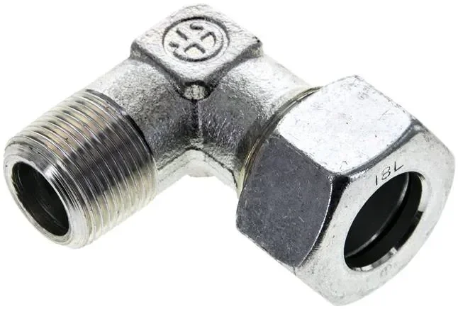 Raccord à bague coupante coudée. M 22×1,5 (conique)-18 L (M26x1,5), acier galvanisé
