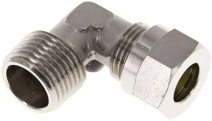 Raccord à bague coupante coudée. R 1/2&Prime;-12 L (M18x1,5), laiton nickelé