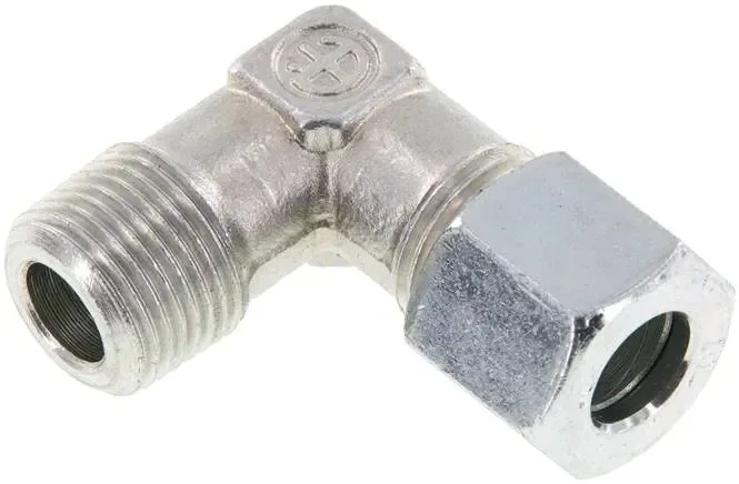 Raccord à bague coupante coudée. R 3/8&Prime;-10 L (M16x1,5), acier galvanisé