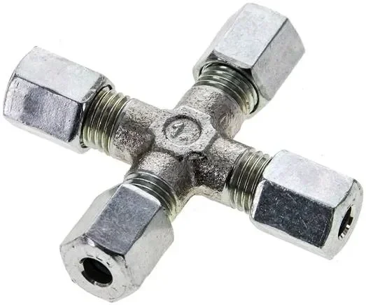 Raccord à bague coupante croisée 4 LL (M8x1), acier galvanisé