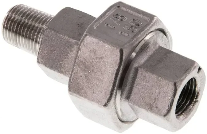 Raccord à joint plat Rp/R 1/8″ (FF/FF), acier inoxydable